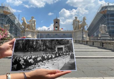 Signing the Treaties of Rome in 1957 and the Campidoglio today.